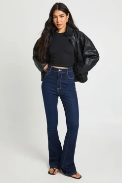 Jean Évasé Taille Haute Effet Synthétiquesh-Up pour Grandes Tailles