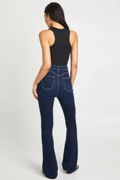 Jean Évasé Taille Haute Effet Synthétiquesh-Up pour Grandes Tailles