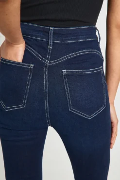 Jean Évasé Taille Haute Effet Synthétiquesh-Up pour Grandes Tailles