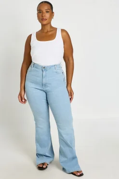 Jean Évasé Taille Haute Grande Taille Effet Synthétiquesh-up