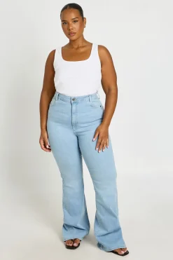 Jean Évasé Taille Haute Grande Taille Effet Synthétiquesh-up