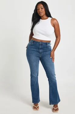 Jean évasé à taille haute pour rehausser le fessier