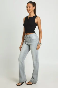 boohoo Jean Évasé Taille Mi-haute Avec Détails De Coutures<Femme Denim|Jeans