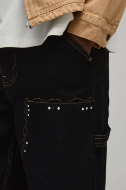 Jean Western Embelli Coupe Décontractée Style Charpentier