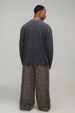 boohooMAN Jogger Ample À Imprimé Léopard Effet Délavé Avec Poignets Côtelés Et Molleton Bouclette<Homme Joggings|Jogging