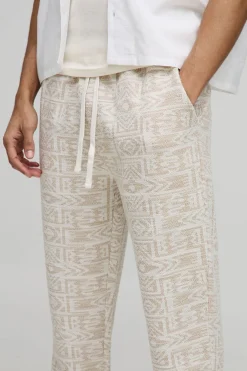 Jogger aztec en jacquard, coupe régulière à ourlet fendu