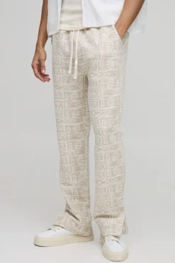 Jogger aztec en jacquard, coupe régulière à ourlet fendu