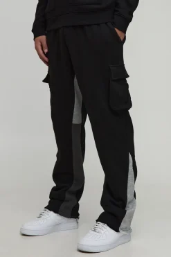 boohooMAN Jogger Cargo à coupe régulière, ourlet brut et empiècement<Homme Joggings|Jogging