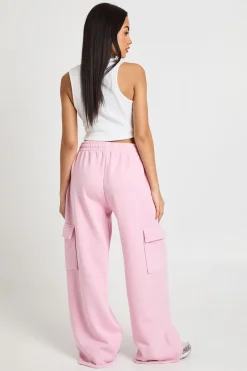 Jogger Cargo Droit Taille Mi-haute Effet Délavé