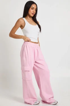 Jogger Cargo Droit Taille Mi-haute Effet Délavé