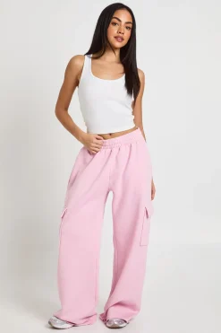 Jogger Cargo Droit Taille Mi-haute Effet Délavé