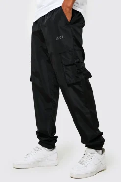 boohooMAN Jogger cargo en shell pour homme, coupe slim, à taille élastiquée<Homme Pantalons Cargo