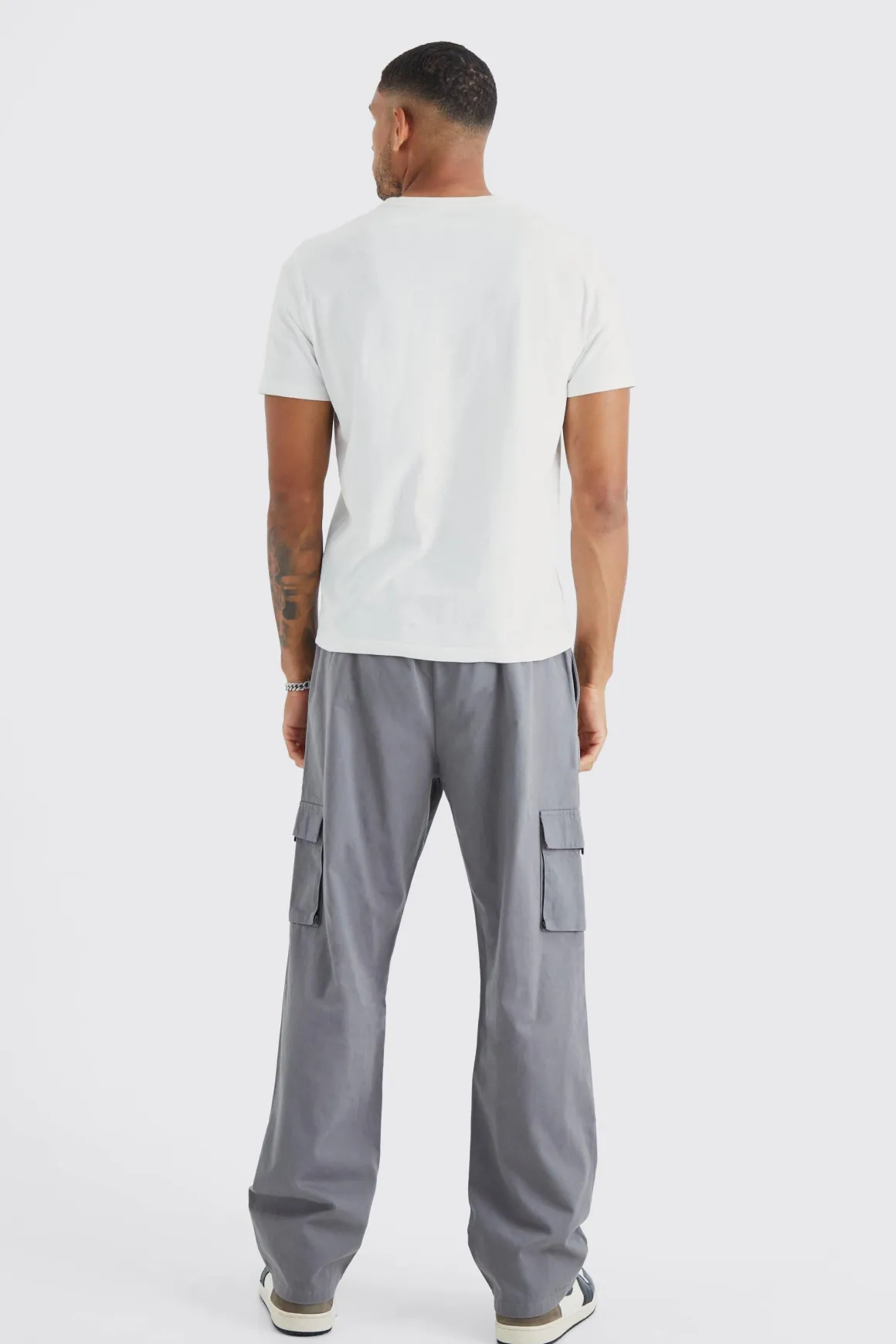 Jogger cargo grande taille à taille élastique, coupe décontractée et boucle