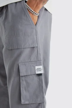 Jogger cargo grande taille à taille élastique, coupe décontractée et boucle