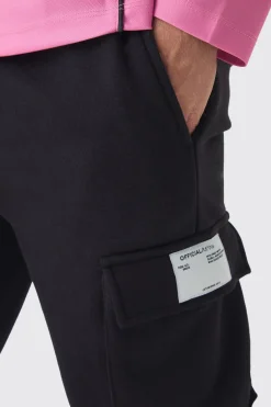 boohooMAN Jogger cargo slim fit extrême empilé en tissé à onglet<Homme Joggings|Jogging