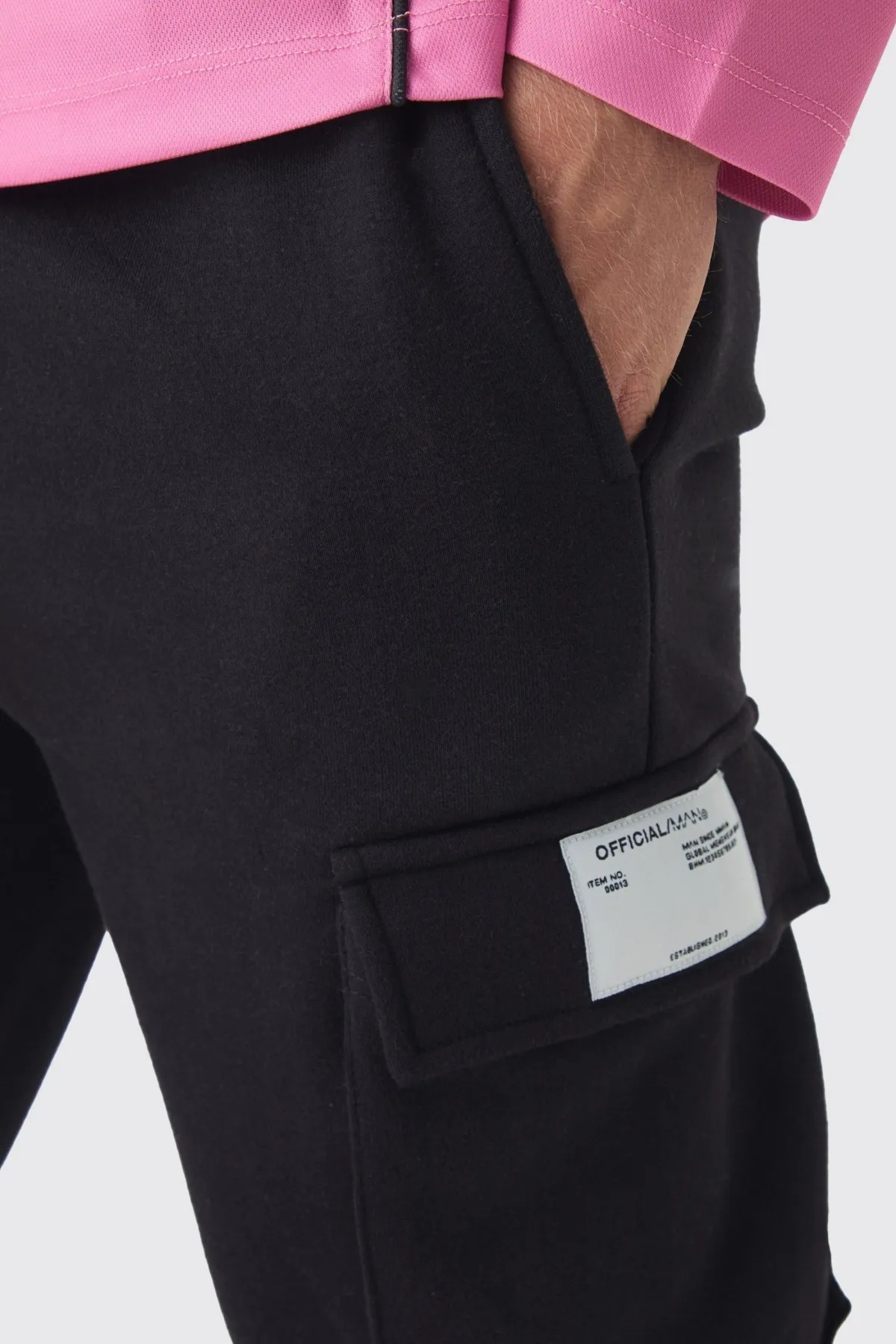 boohooMAN Jogger cargo slim fit extrême empilé en tissé à onglet<Homme Joggings|Jogging