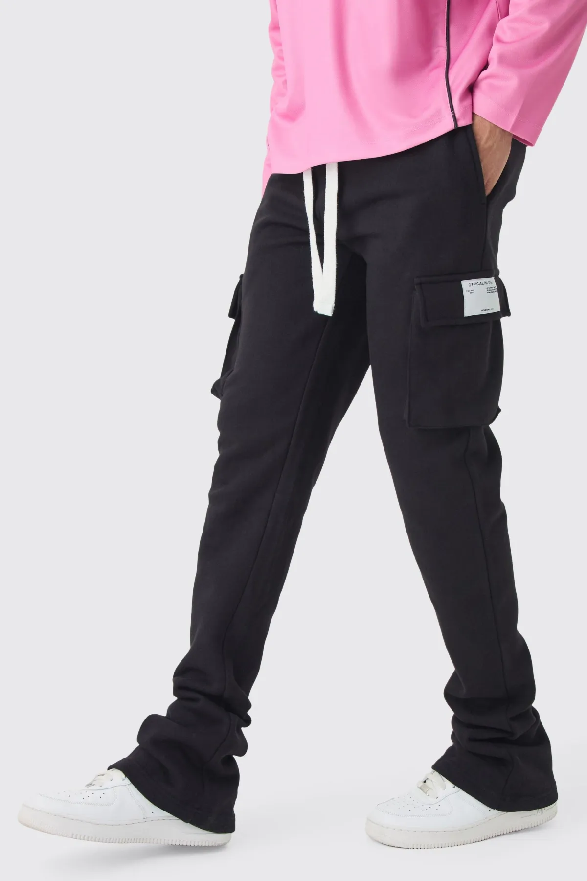 boohooMAN Jogger cargo slim fit extrême empilé en tissé à onglet<Homme Joggings|Jogging