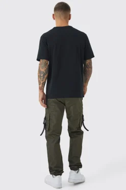 Jogger cargo slim pour homme à taille élastiquée