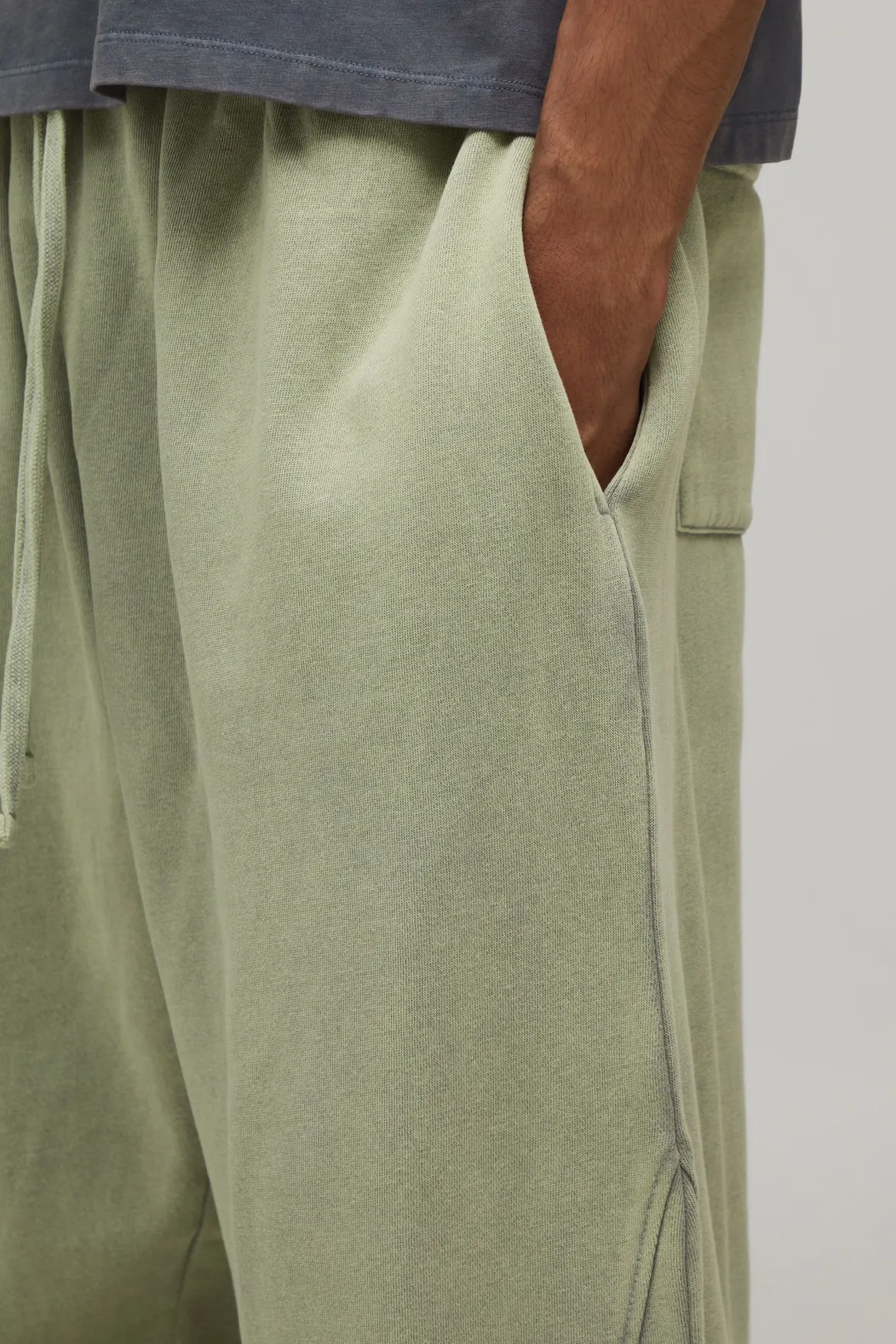 Jogger Coupe Baggy Avec Coutures Apparentes, Finition Délavée Et Cordon De Serrage À L'ourlet