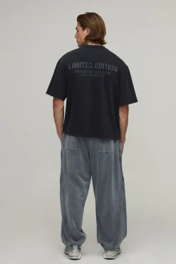 Jogger Coupe Baggy Avec Coutures Apparentes, Finition Délavée Et Cordon De Serrage À L'ourlet