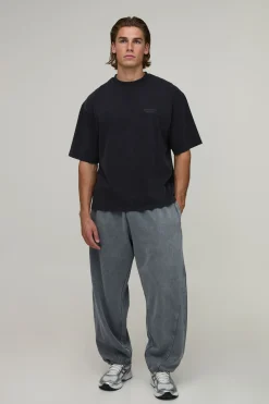 Jogger Coupe Baggy Avec Coutures Apparentes, Finition Délavée Et Cordon De Serrage À L'ourlet