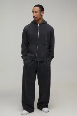 boohooMAN Jogger Délavé À Imprimé Graphique Coupe Large<Homme Joggings|Jogging