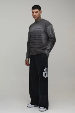 Jogger Délavé À Jambe Extra Large Et Détails Ornementés Coupe Tall