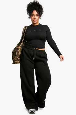 boohoo Jogger droit avec applique étoile léopard Plus<Femme Pantalons|Imprimé Léopard
