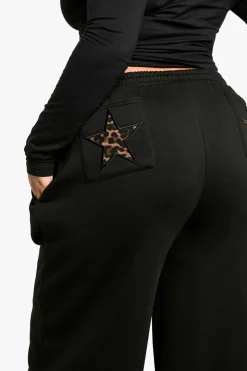 boohoo Jogger droit avec applique étoile léopard Plus<Femme Pantalons|Imprimé Léopard