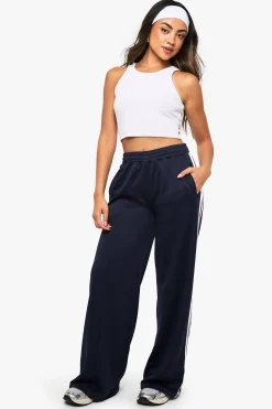 boohoo Jogger droit en tricot avec bande latérale rayée<Femme Pantalons|Looks De Rentrée
