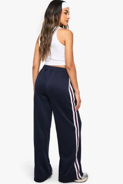 boohoo Jogger droit en tricot avec bande latérale rayée<Femme Pantalons|Looks De Rentrée