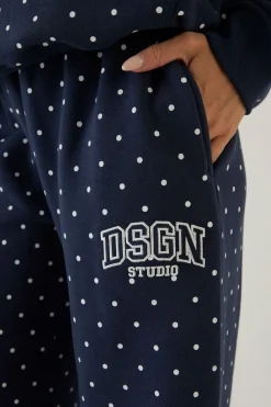 DSGN Studio Jogger Droit À Pois Avec Appliqué<Femme Pois|Joggings