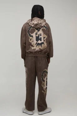 boohooMAN Jogger Droit À Revers Avec Motif Scorpion<Homme Joggings|Jogging