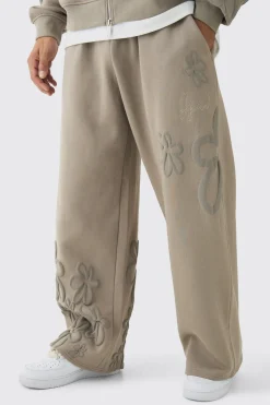 Jogger à grande coupe imprimé floral en relief