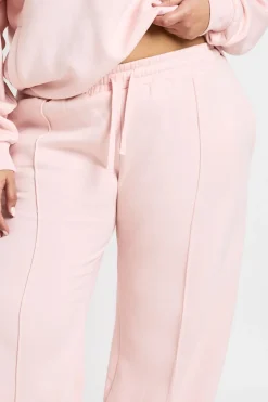 Jogger Grande Taille Basique À Jambe Large Avec Détails De Plis Piqués Et Ceinture Profonde