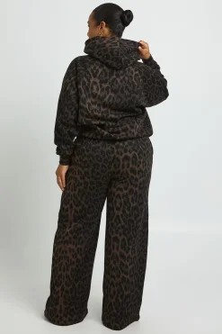 Jogger Grande Taille Imprimé Léopard Taille Mi-haute Jambe Droite