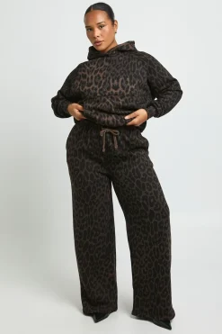 Jogger Grande Taille Imprimé Léopard Taille Mi-haute Jambe Droite