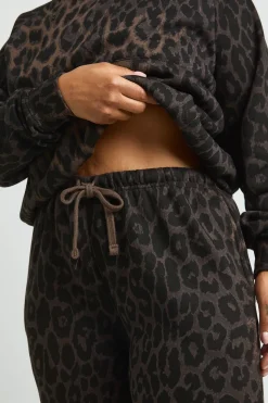 Jogger Grande Taille Imprimé Léopard Taille Mi-haute Jambe Droite