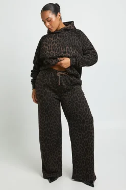 Jogger Grande Taille Imprimé Léopard Taille Mi-haute Jambe Droite