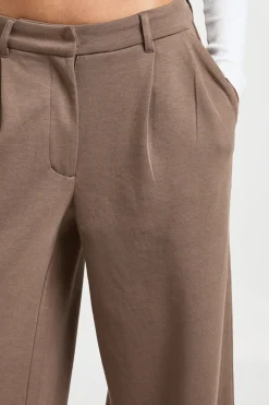 Jogger à Jambes Larges avec Plis Frontaux en Jersey Interlock
