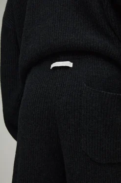 Jogger Large En Maille Côtelée Mélangée Laine