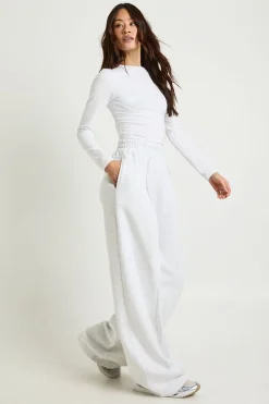 boohoo Jogger long à taille haute, détails plissés et jambe droite<Femme Pantalons|Athleisure