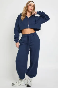 boohoo Jogger à ourlets retroussés et sweat à capuche zippé, survêtement 3 pièces<Femme Survêtements|Survêtements