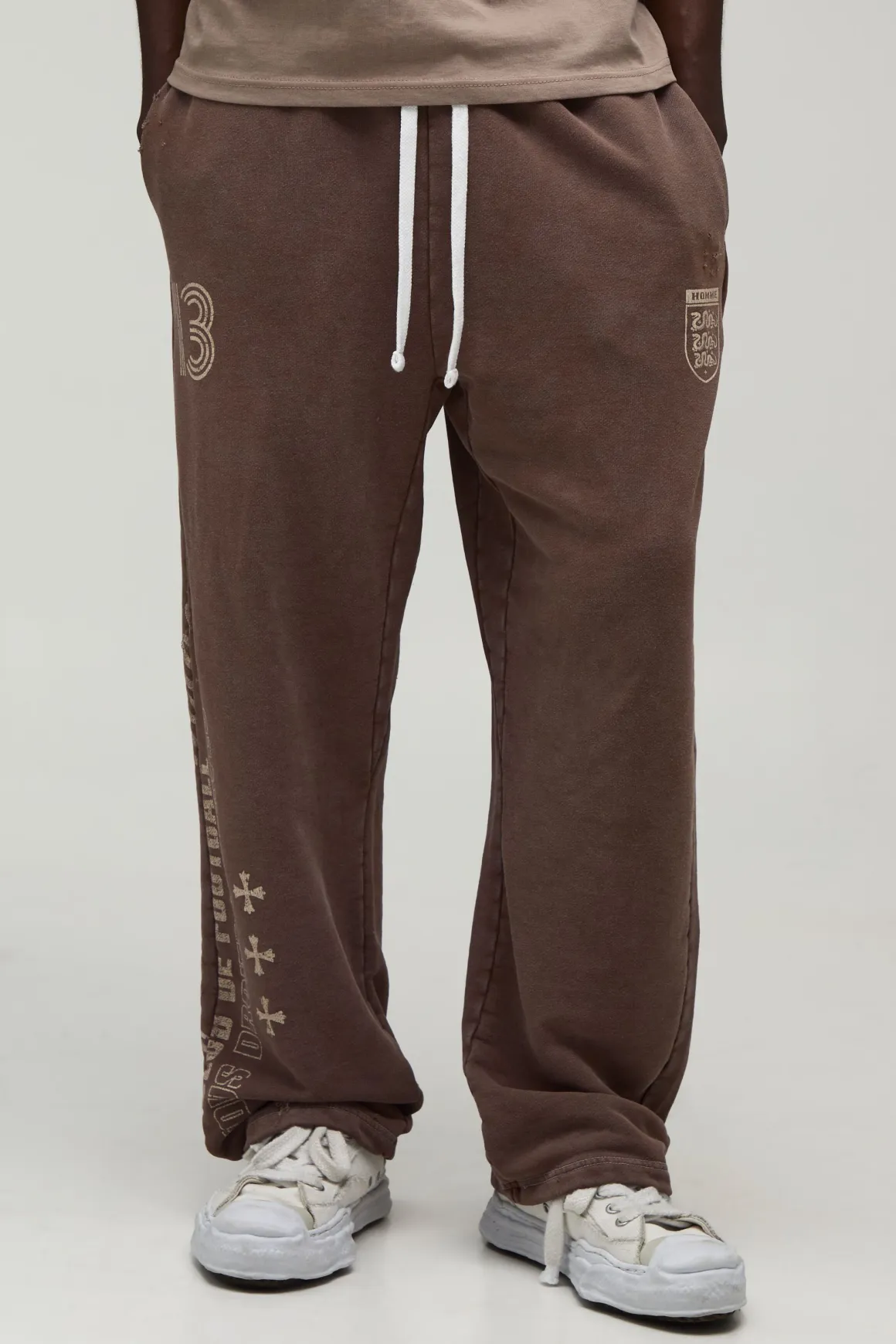Jogger Oversize À Entrejambe Bas Avec Double Ceinture Lavé Et Usé