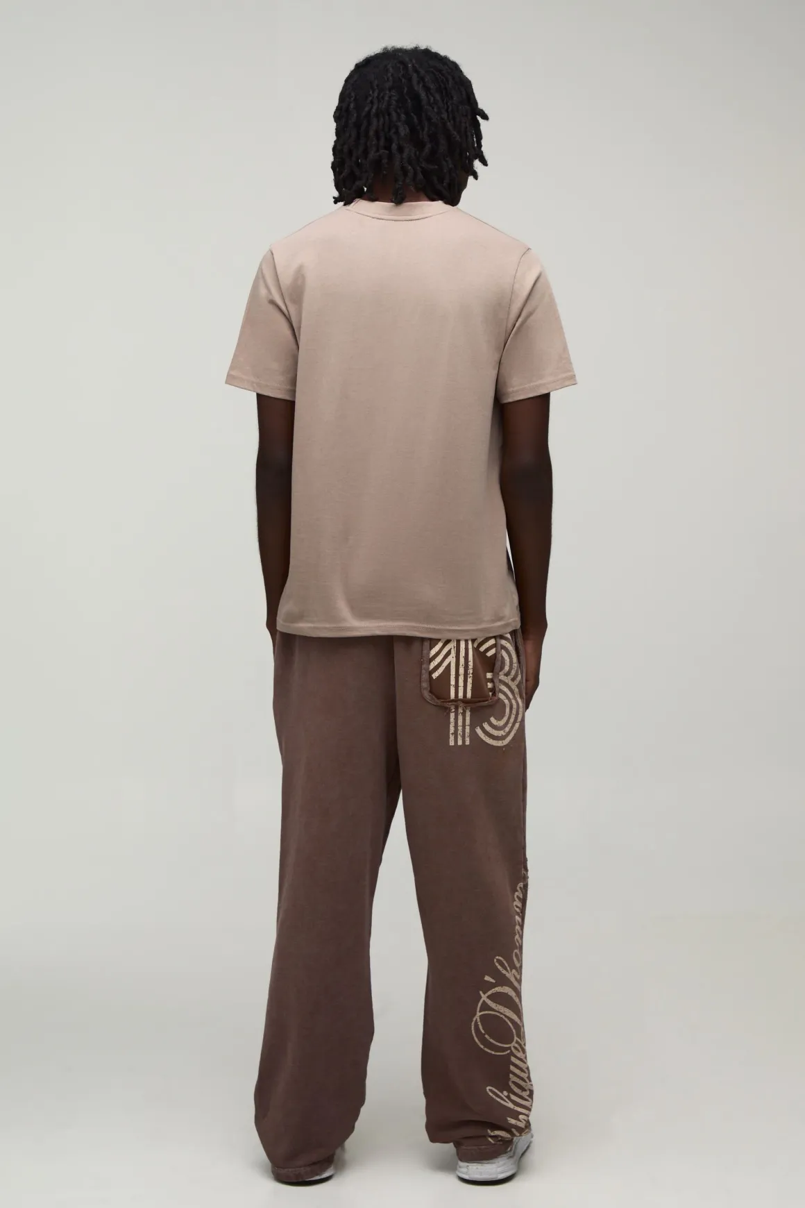 Jogger Oversize À Entrejambe Bas Avec Double Ceinture Lavé Et Usé
