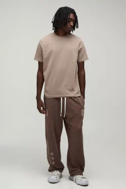 Jogger Oversize À Entrejambe Bas Avec Double Ceinture Lavé Et Usé