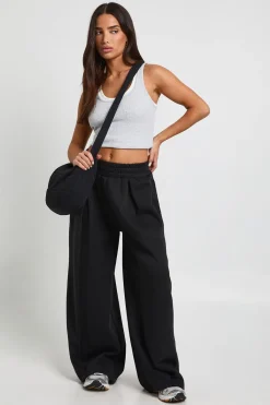 boohoo Jogger Petite à taille haute, détail plissé et jambe droite<Femme Pantalons|Athleisure