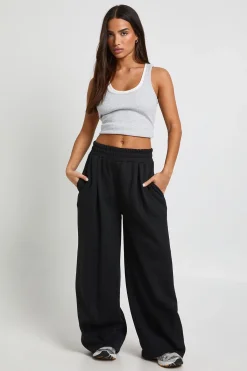 boohoo Jogger Petite à taille haute, détail plissé et jambe droite<Femme Pantalons|Athleisure