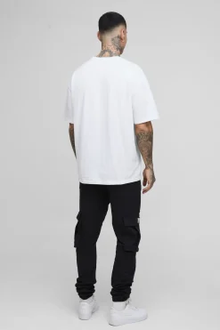 boohooMAN Joggers Cargo Marqués à Taille Élastiquée pour Hommes<Homme Pantalons Tall|Tout Afficher