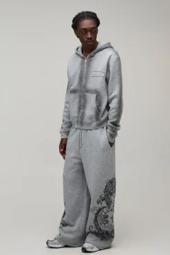 boohooMAN Joggers Coupe Extrêmement Large Avec Motif Dragon<Homme Joggings|Jogging